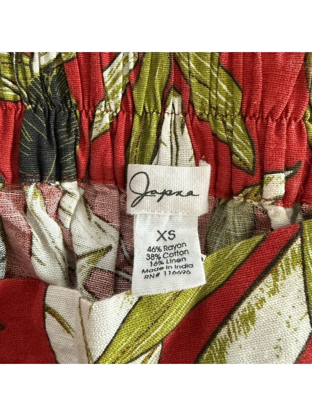 Japna Wide Leg Belted Linen Blend Tropical Pants NWT Size XS - Picture 6 of 9